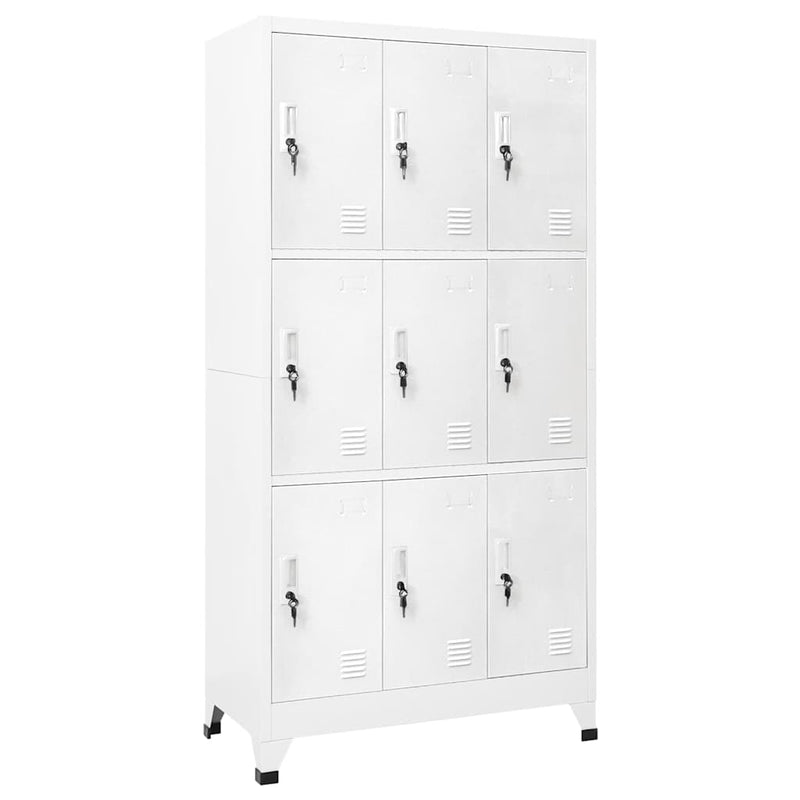 Dulap vestiar cu 9 compartimente, oțel, 90 x 45 x 180 cm, gri