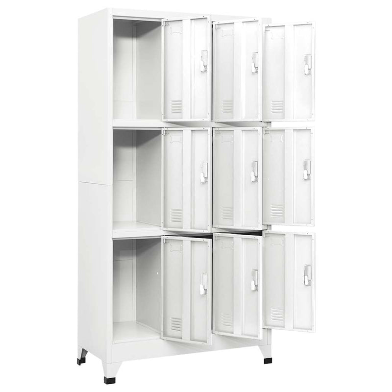Dulap vestiar cu 9 compartimente, oțel, 90 x 45 x 180 cm, gri