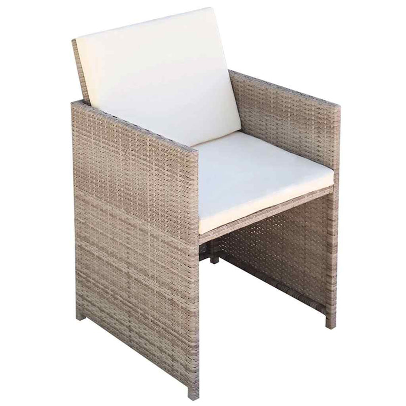 Set bistro cu perne, 3 piese, bej, poliratan