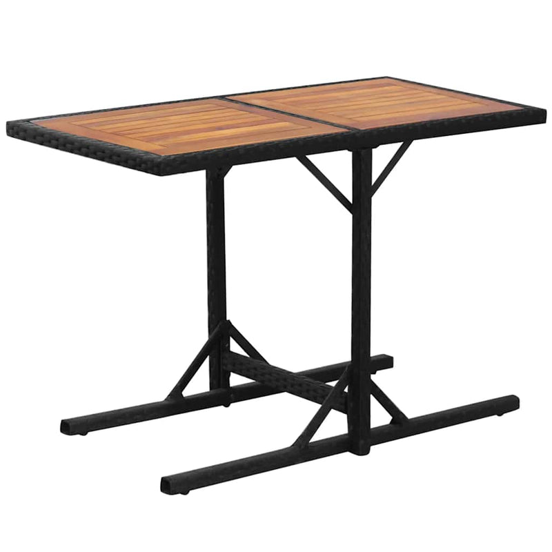 Set bistro cu perne, 3 piese, negru, poliratan