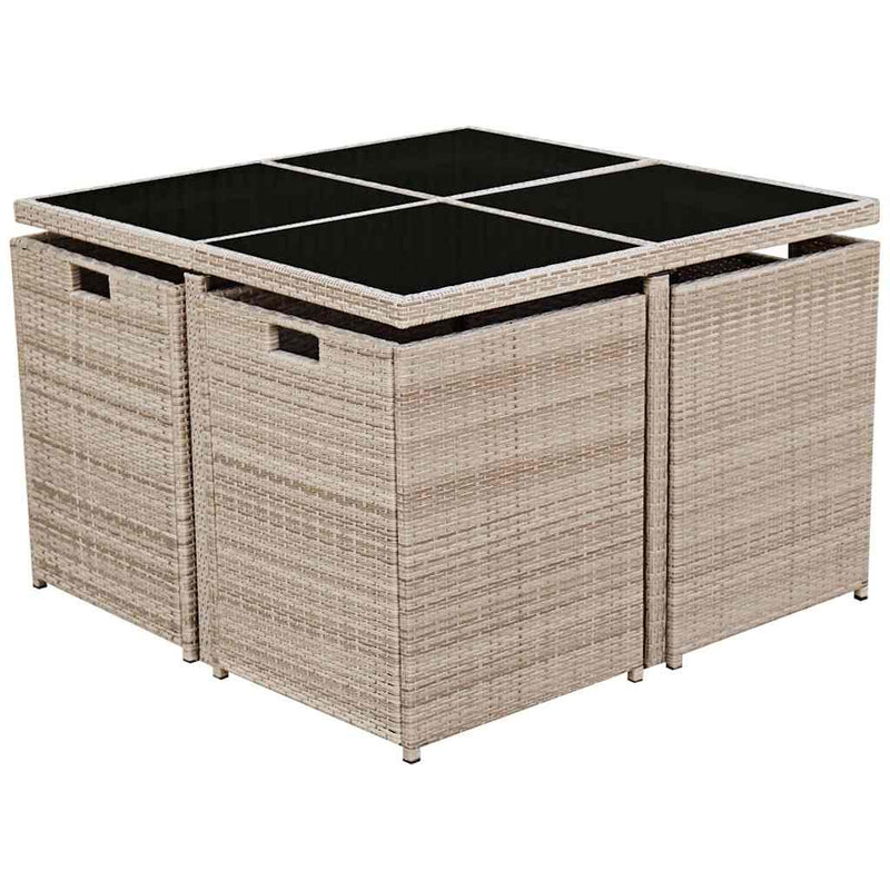 Set mobilier de exterior cu perne, 9 piese, bej, poliratan