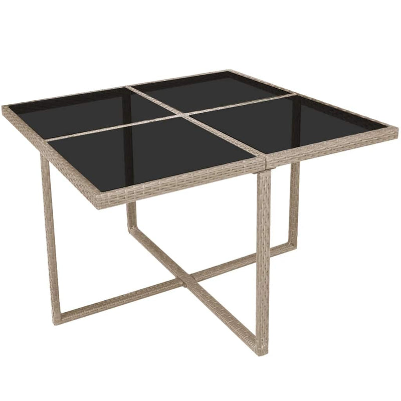 Set mobilier de exterior cu perne, 9 piese, bej, poliratan