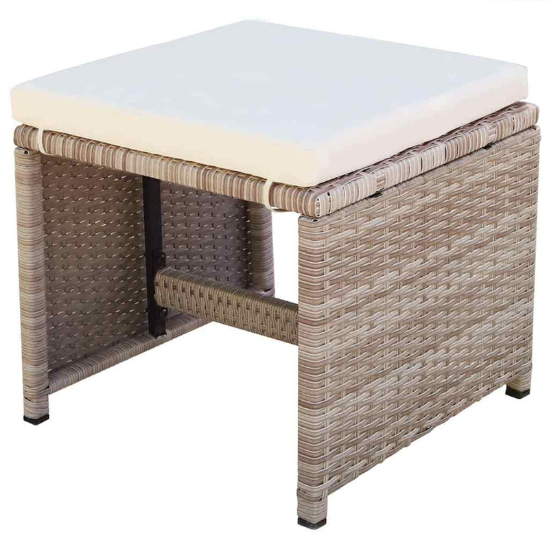 Set mobilier de exterior cu perne, 9 piese, bej, poliratan