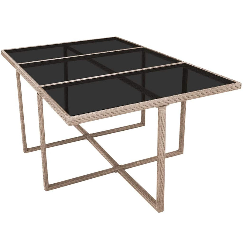 Set mobilier de exterior cu perne, 11 piese, bej, poliratan