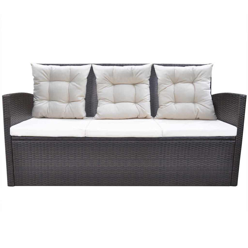 Set mobilier de exterior cu perne, 6 piese, maro, poliratan