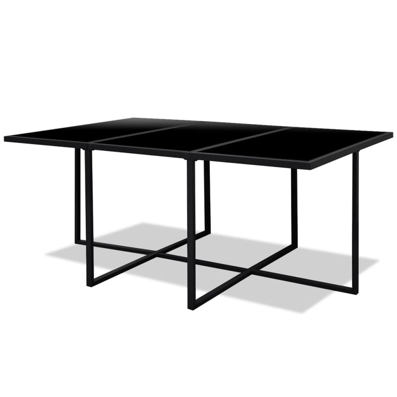 Set mobilier de exterior cu perne, 11 piese, negru, poliratan