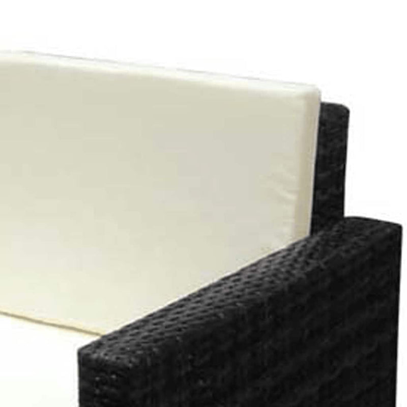 Set mobilier de grădină cu perne, 2 piese, negru, poliratan