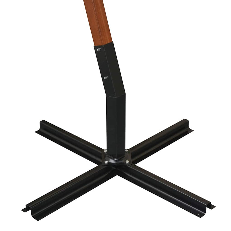 Umbrelă de soare suspendată cu stâlp de lemn, 350 cm, alb