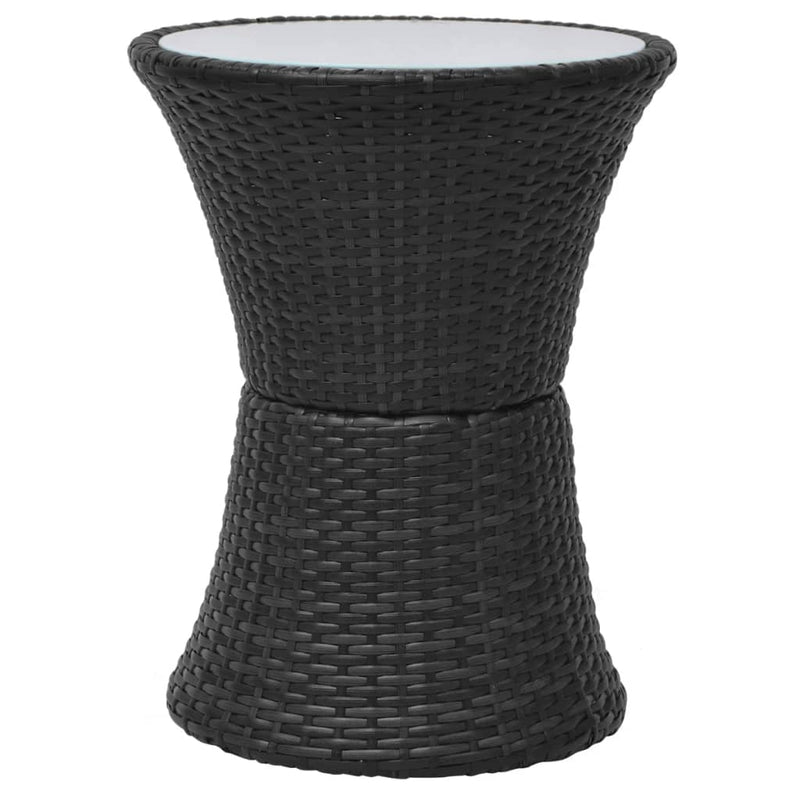 Set mobilier bistro cu perne, 3 piese, negru, poliratan