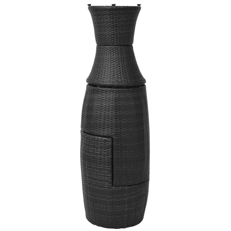 Set mobilier bistro cu perne, 3 piese, negru, poliratan