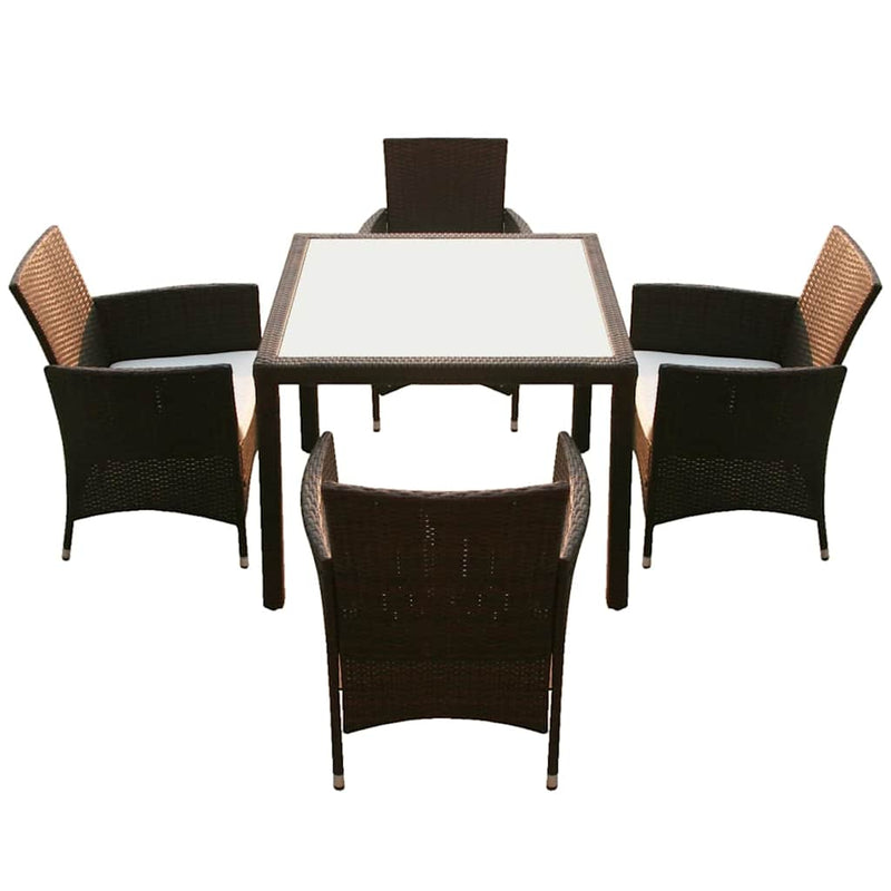 Set mobilier de exterior cu perne, 5 piese, maro, poliratan