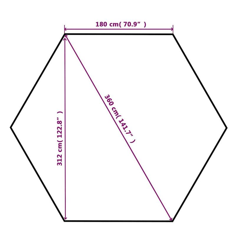 Marchiză pavilion de grădină, perdele, hexagonal, 360x265 cm