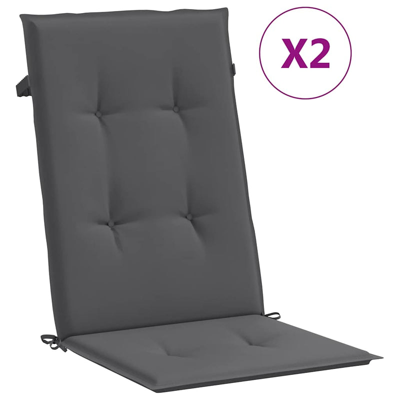 Perne scaun cu spătar înalt, 2 buc. antracit 120x50x2 cm textil