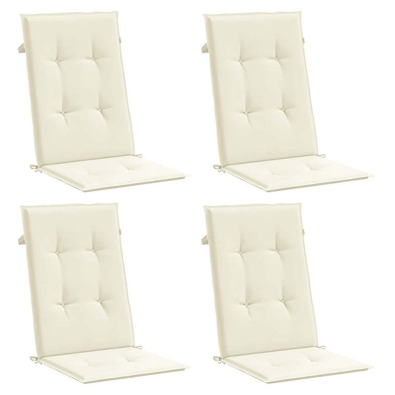 Perne scaun cu spătar înalt, 4 buc., crem, 120x50x2 cm, textil