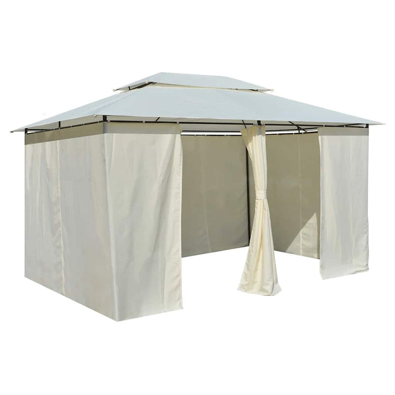 Cort de grădină cu perdele 4 x 3 m, alb