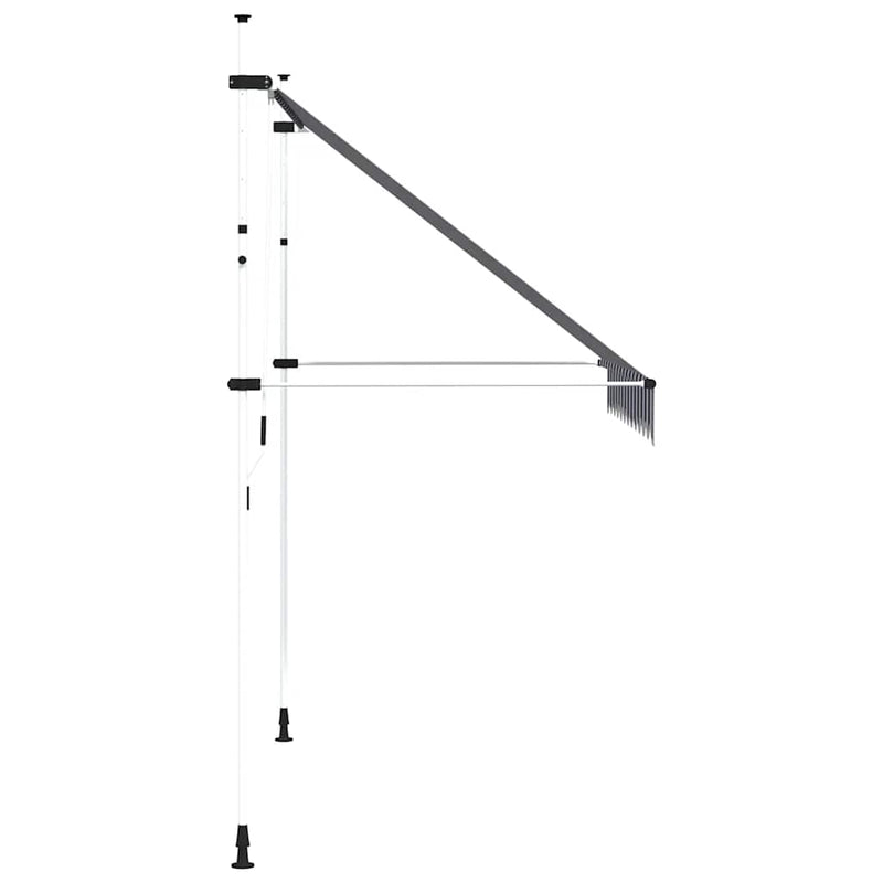 Copertină retractabilă manual, dungi albastru și alb, 250 cm