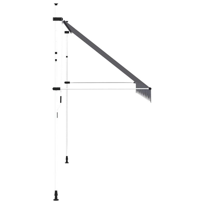 Copertină retractabilă manual, dungi albastru și alb, 350 cm