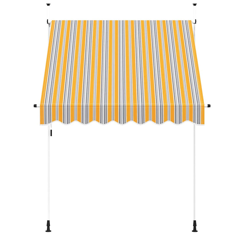 Copertină retractabilă manual, dungi galben și albastru, 200 cm