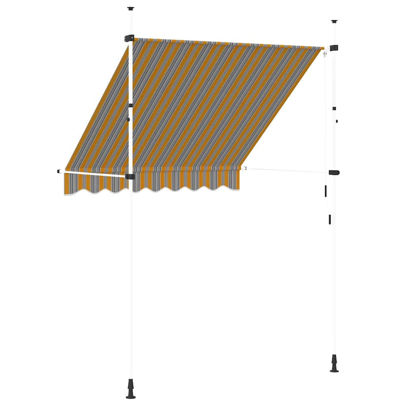 Copertină retractabilă manual, dungi galben și albastru, 200 cm