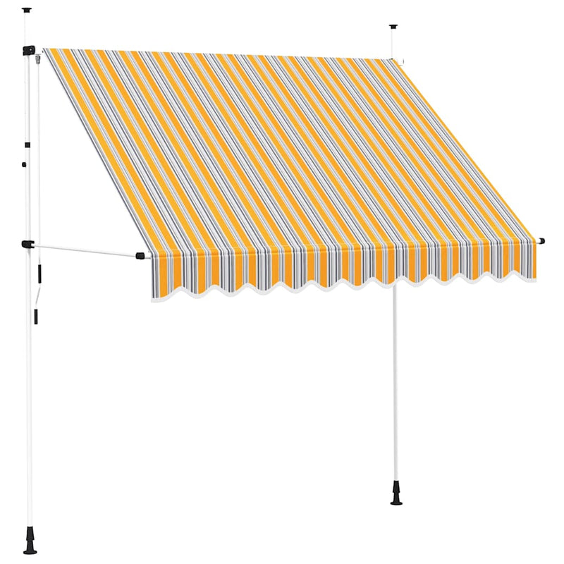 Copertină retractabilă manual, dungi galben și albastru, 250 cm