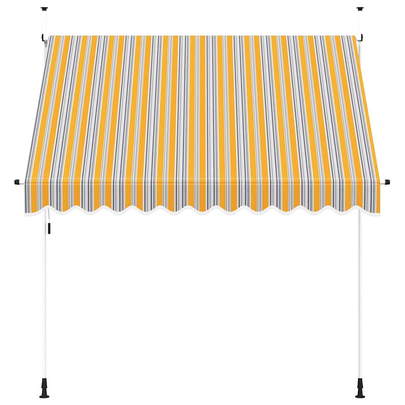 Copertină retractabilă manual, dungi galben și albastru, 250 cm