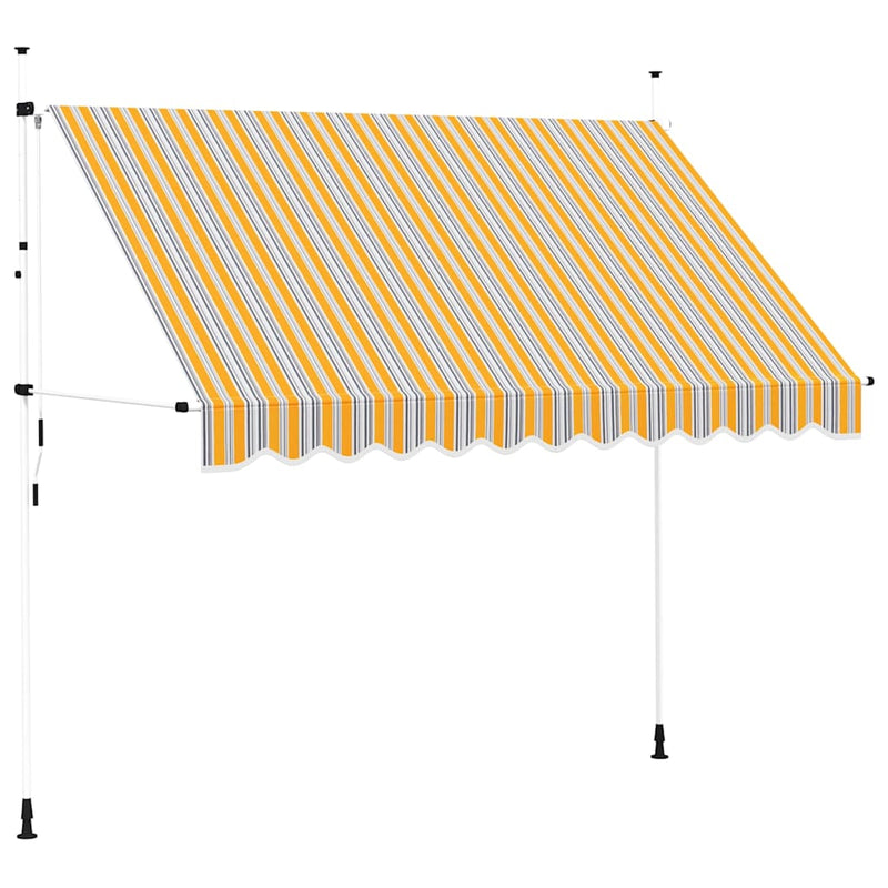 Copertină retractabilă manual, dungi galben și albastru, 300 cm