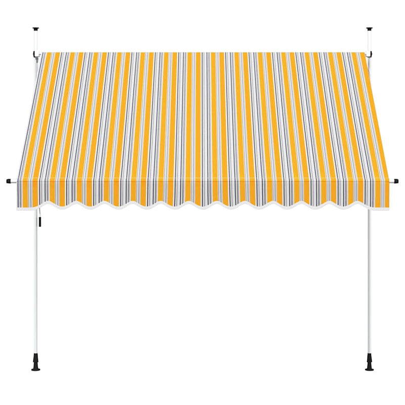 Copertină retractabilă manual, dungi galben și albastru, 300 cm