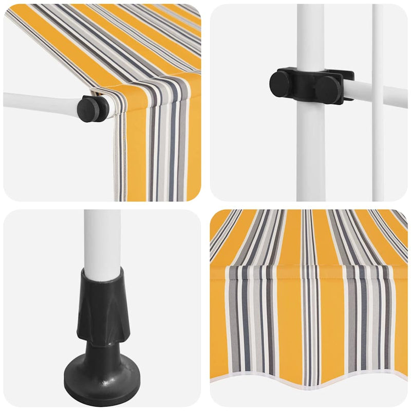 Copertină retractabilă manual, dungi galben și albastru, 300 cm