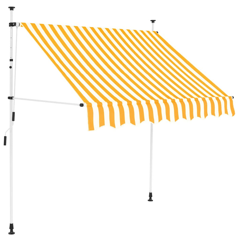 Copertină retractabilă manual, portocaliu & alb, 150 cm, dungi