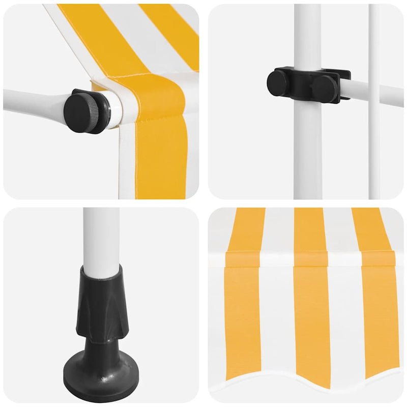 Copertină retractabilă manual, portocaliu și alb, 200cm, dungi
