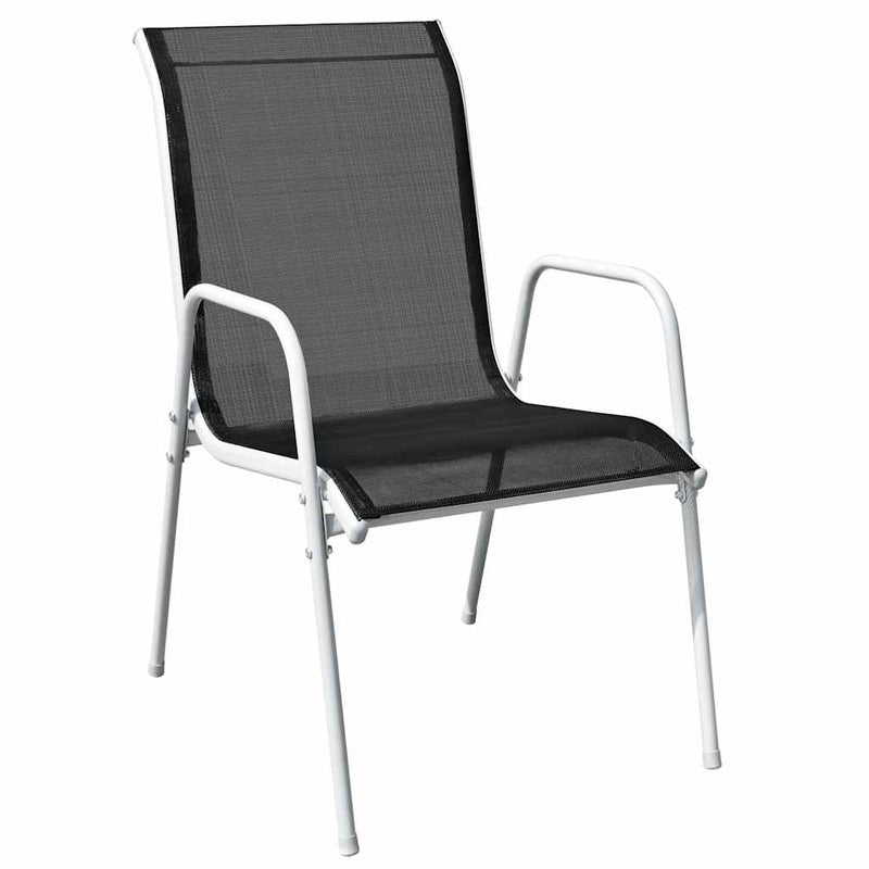 Set mobilier bistro, 3 piese, negru, oțel