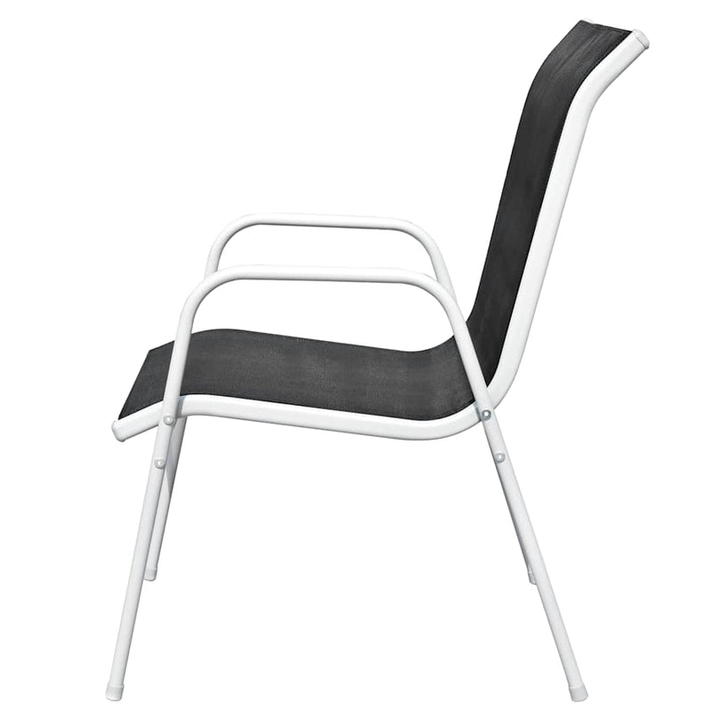 Set mobilier bistro, 3 piese, negru, oțel