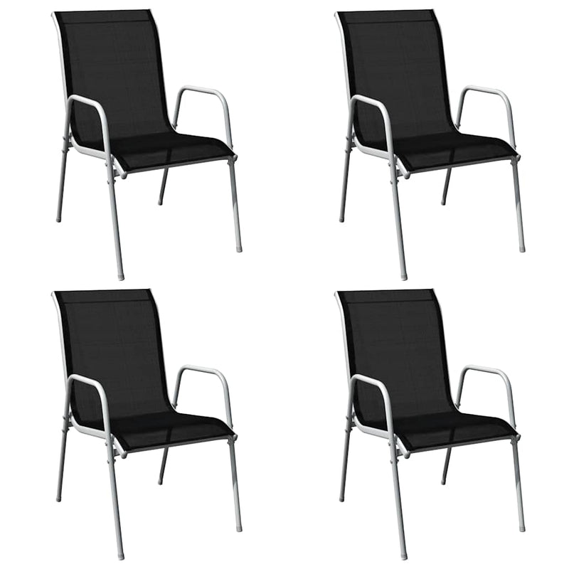 Set mobilier de exterior, 5 piese, negru, oțel