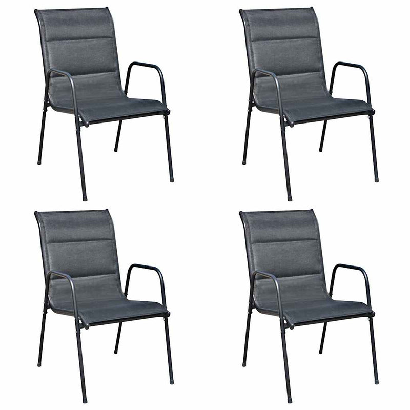 Set mobilier de exterior, 5 piese, negru, oțel
