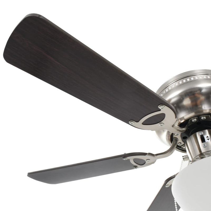 Ventilator tavan decorativ cu iluminare, 82 cm, maro închis