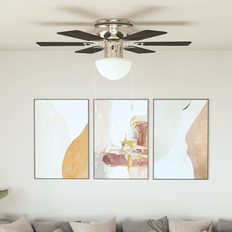 Ventilator tavan decorativ cu iluminare, 82 cm, maro închis