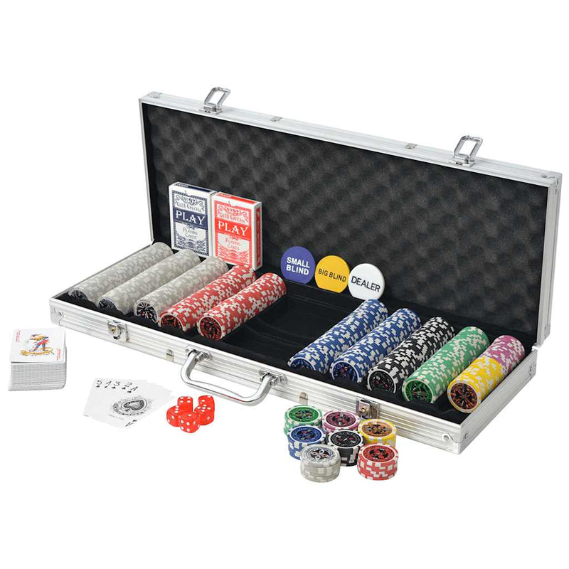 Set de poker cu 500 de jetoane cu laser din aluminiu