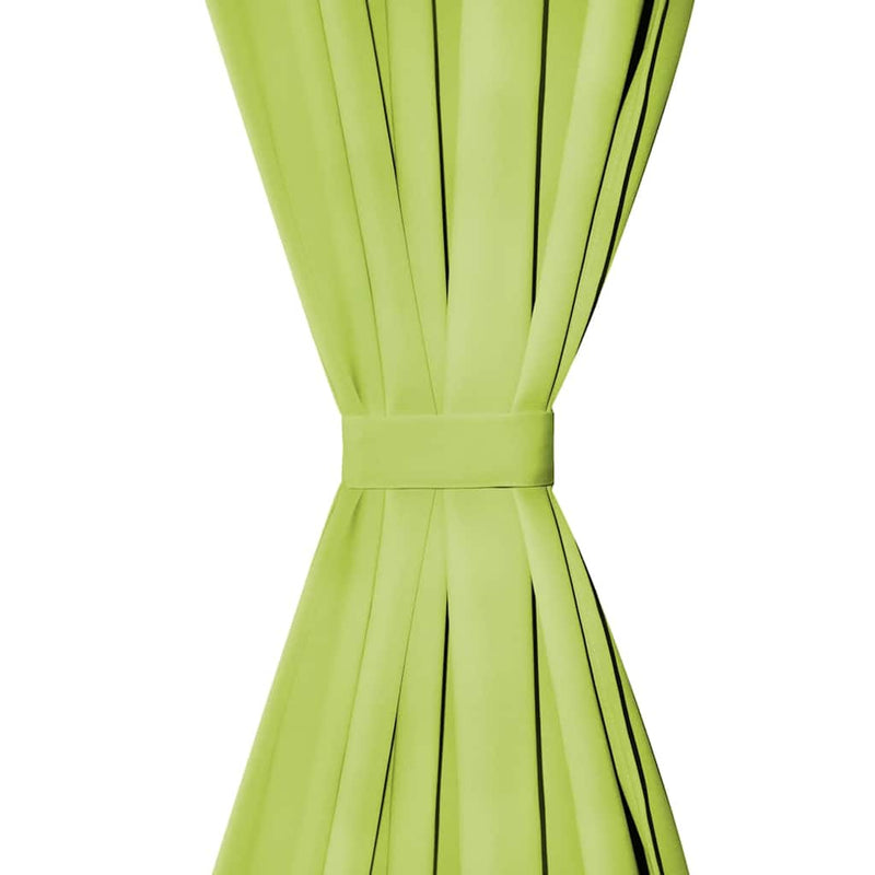 Draperii micro-satin cu bride, 2 buc, verde, 140 x 225 cm