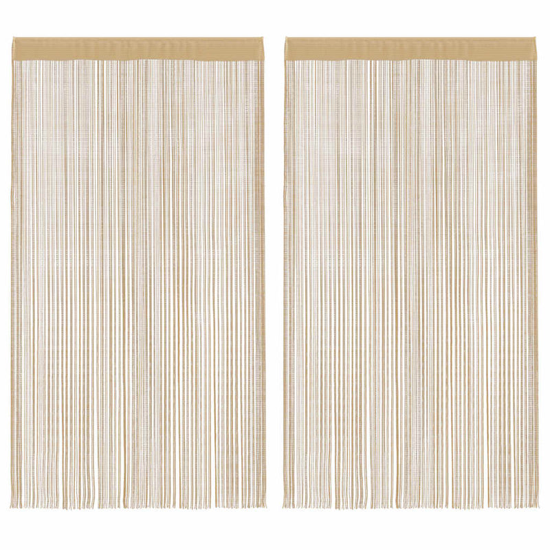 Draperii cu franjuri, 2 buc., 140 x 250 cm, bej