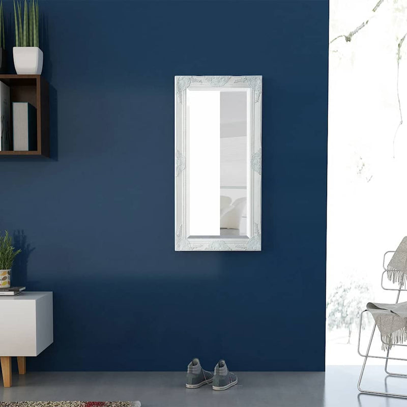 Oglindă verticală în stil baroc, 100 x 50 cm, alb