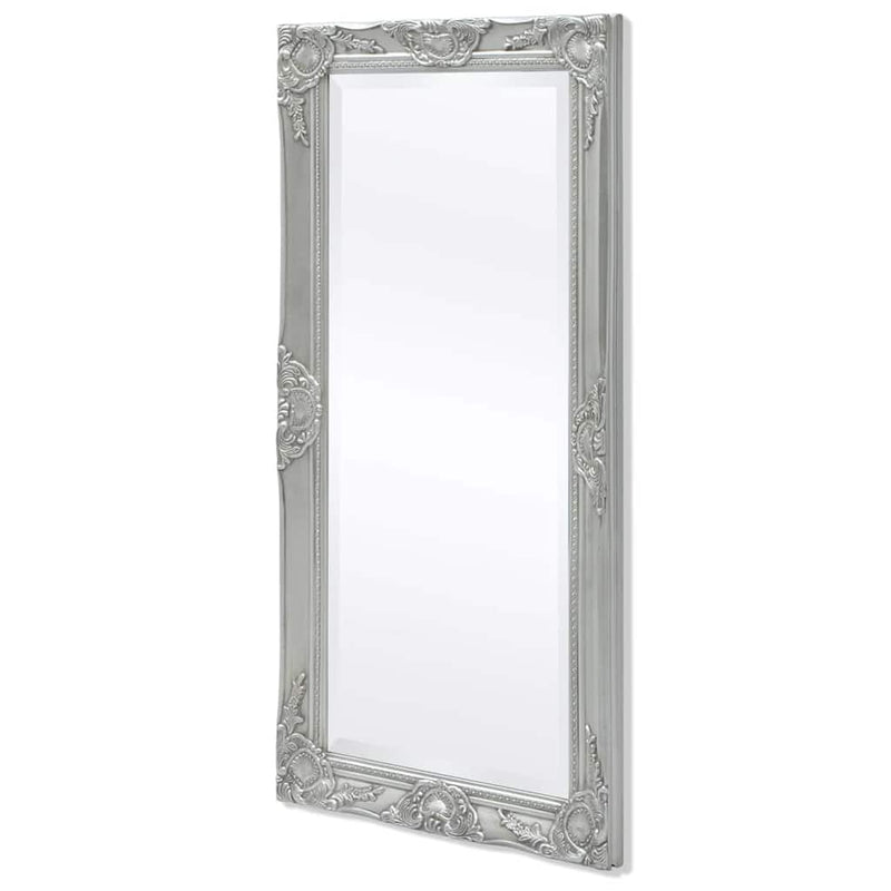 Oglindă verticală în stil baroc, 100 x 50 cm, argintiu