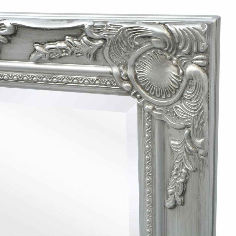 Oglindă verticală în stil baroc, 100 x 50 cm, argintiu