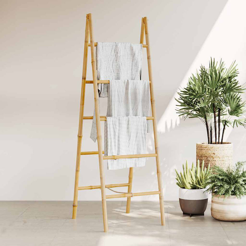 Scară dublă pentru prosoape cu 5 trepte din bambus 50 x 160 cm