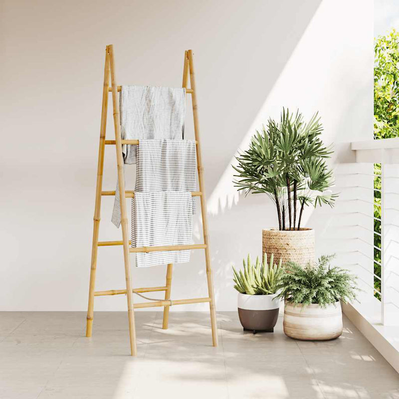 Scară dublă pentru prosoape cu 5 trepte din bambus 50 x 160 cm