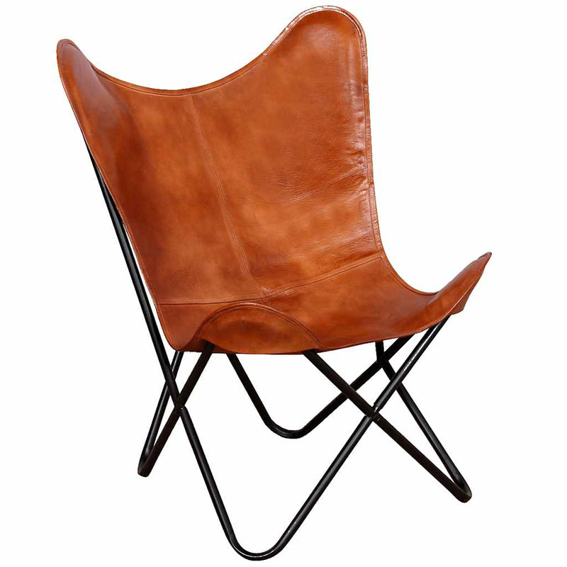 Scaun fluture, maro, piele naturală