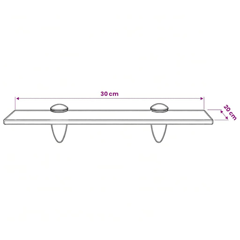 Raft suspendat din sticlă, 30 x 20 cm, 8 mm