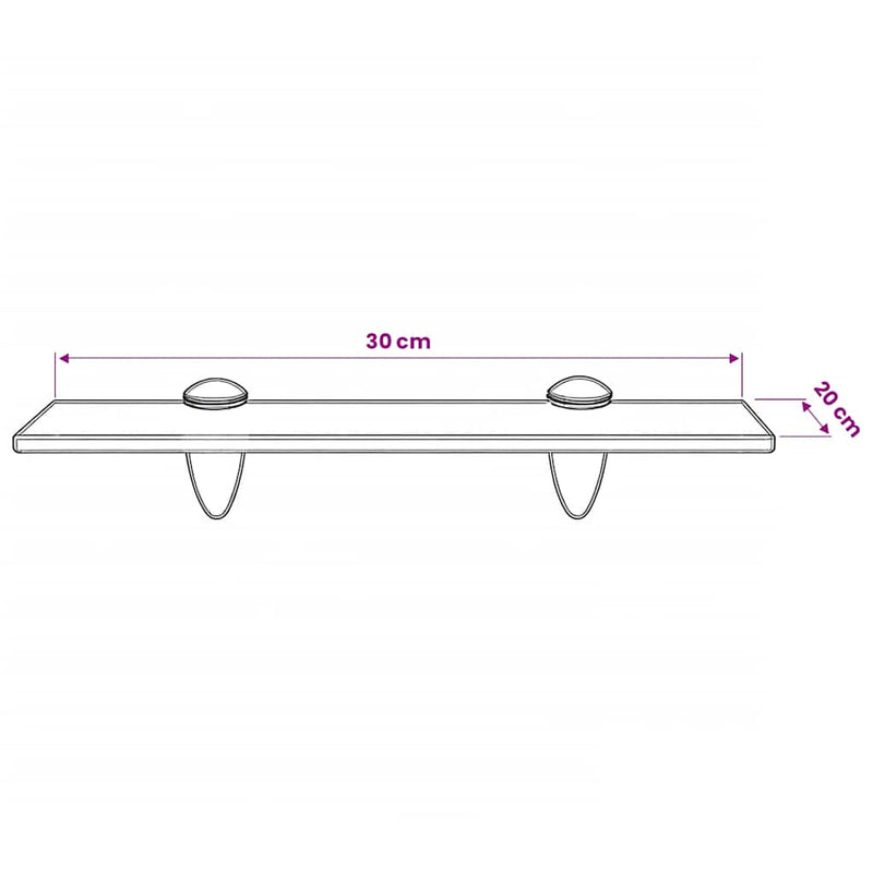 Raft suspendat din sticlă, 30 x 20 cm, 8 mm