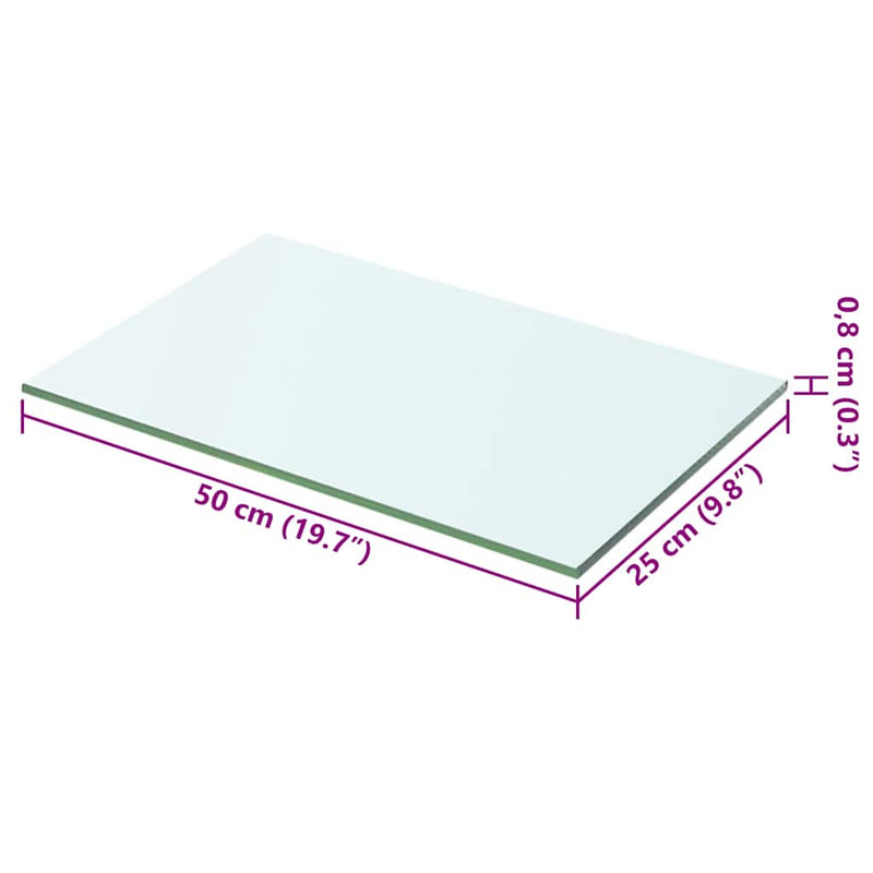 Raft din sticlă transparentă, 50 x 25 cm