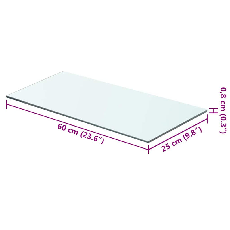 Raft din sticlă transparentă, 60 x 25 cm
