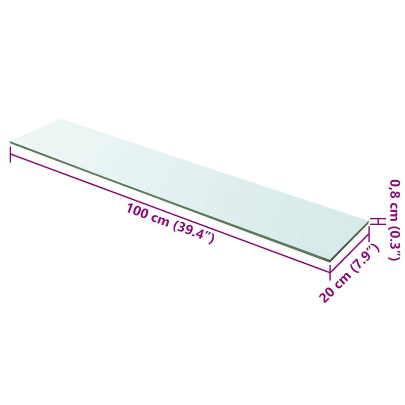 Raft din sticlă transparentă, 100 x 20 cm